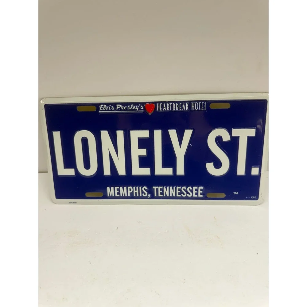 Elvis Presley Heartbreak Hotel Lonely St Memphis Tennessee License Plate 99F2062